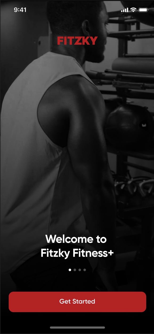 Fitzky welcome screen - Get Started onboarding