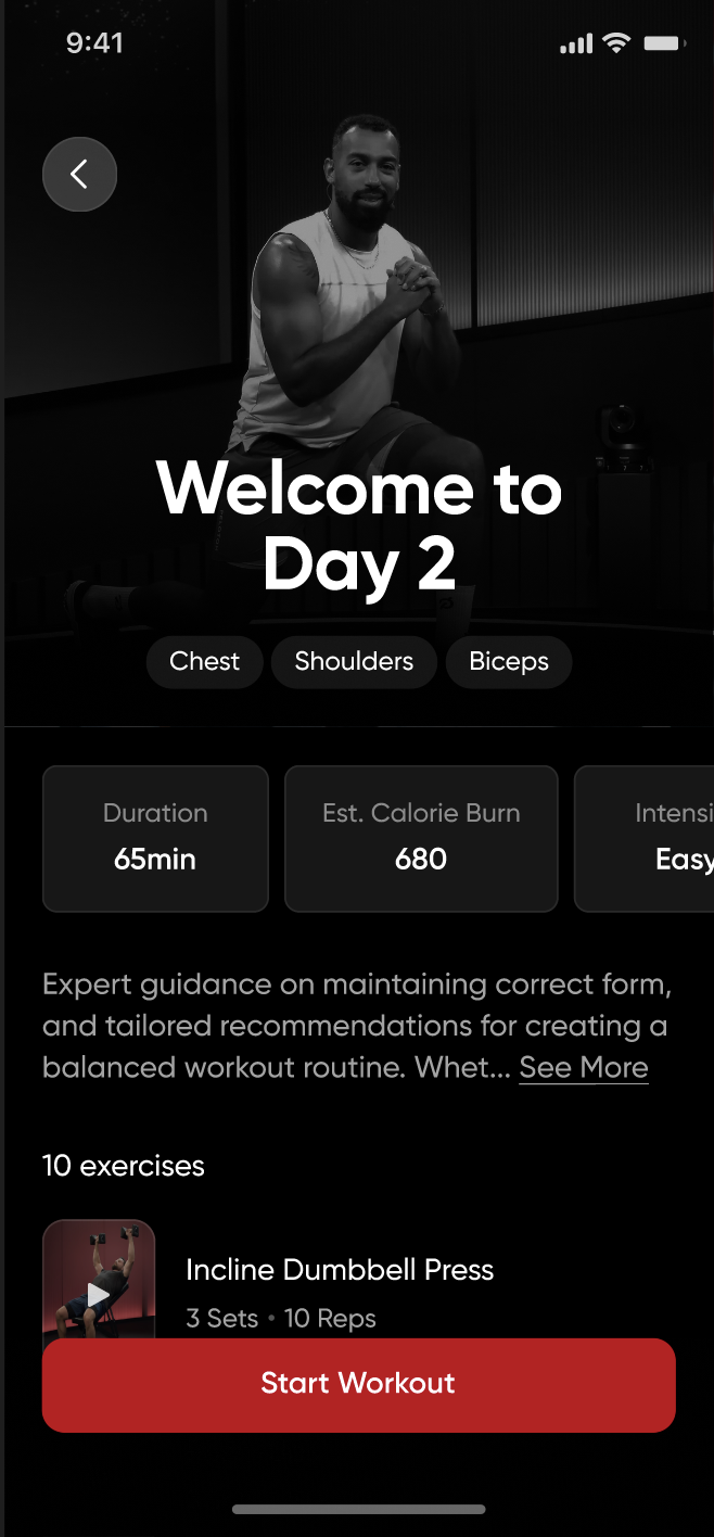 Fitzky workout screen - AI-generated daily workout with exercises
